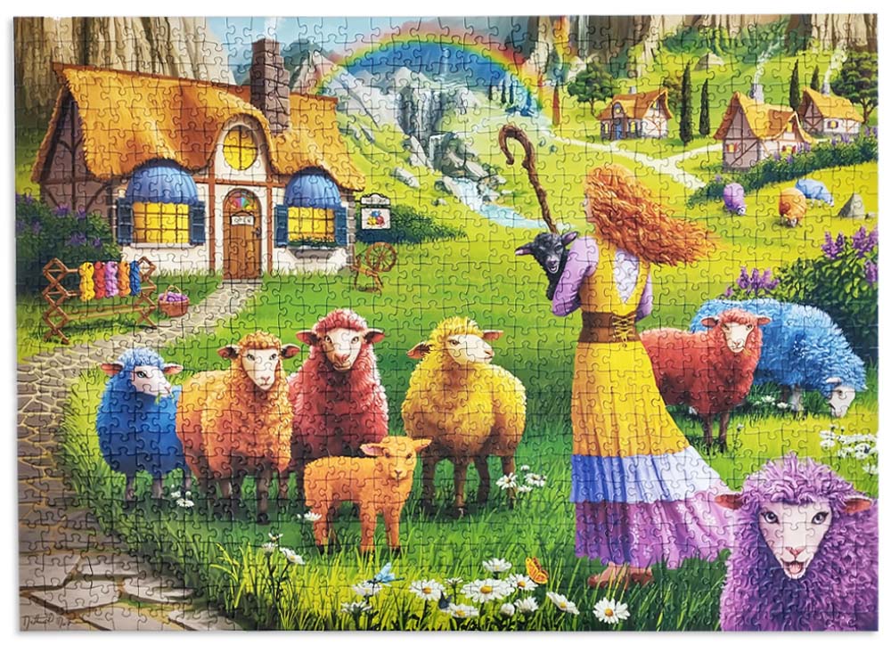 Ravensburger The Happy Sheep Yarn Shop Jigsaw Puzzle by Nathanael Mortenson