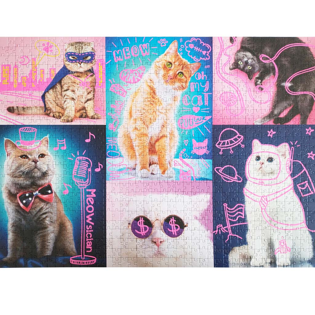 Trefl Red Neon Color Line Super Cats Jigsaw Puzzle