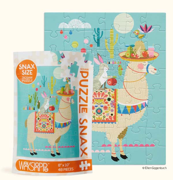 Werkshoppe Llama Llyft Jigsaw Puzzle - Art by Ellen Giggenbach