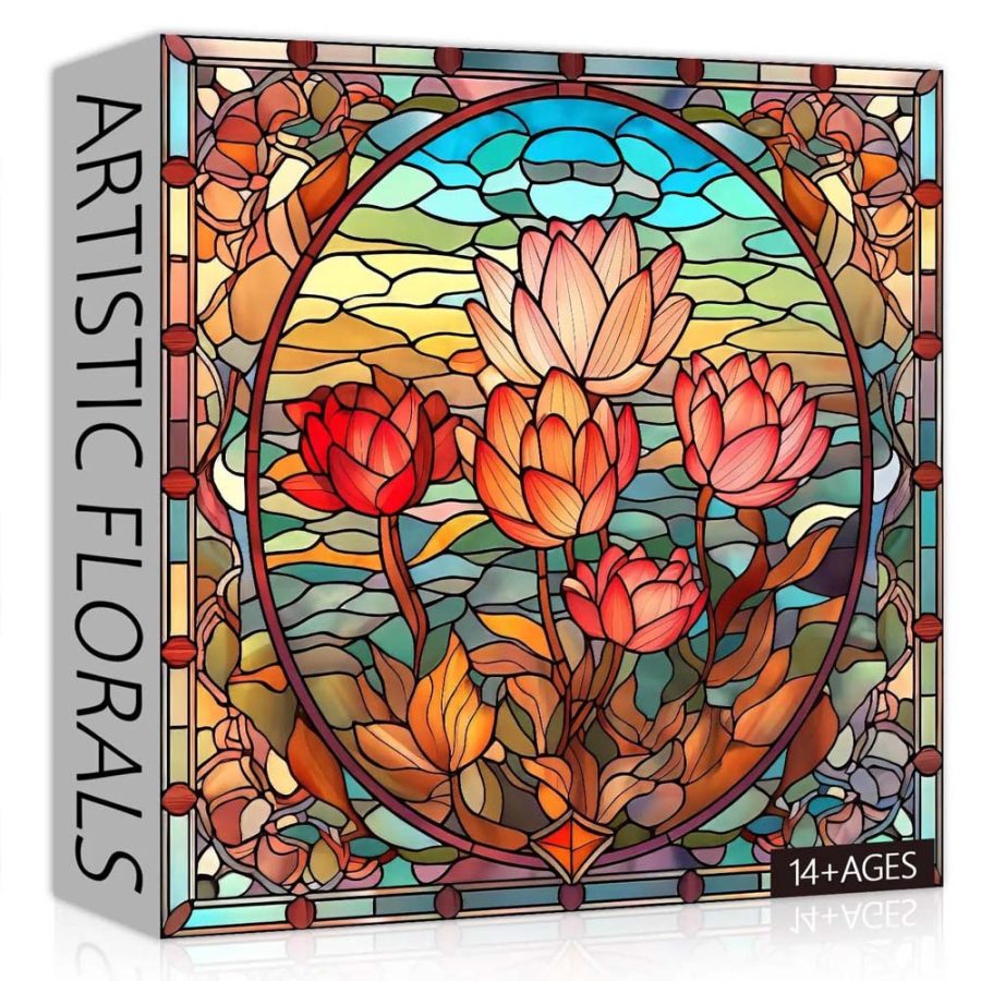 PickForU Stained Glass Flowers Jigsaw Puzzle