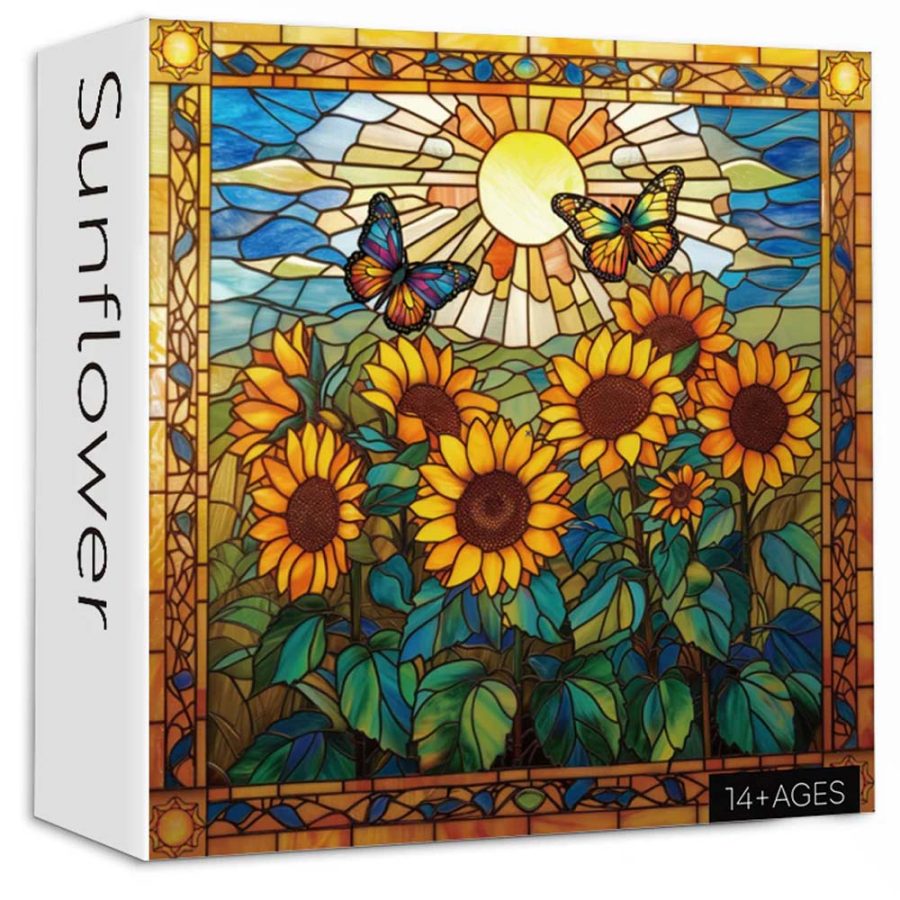 PIckForU Stained Glass Sunflower Jigsaw Puzzle