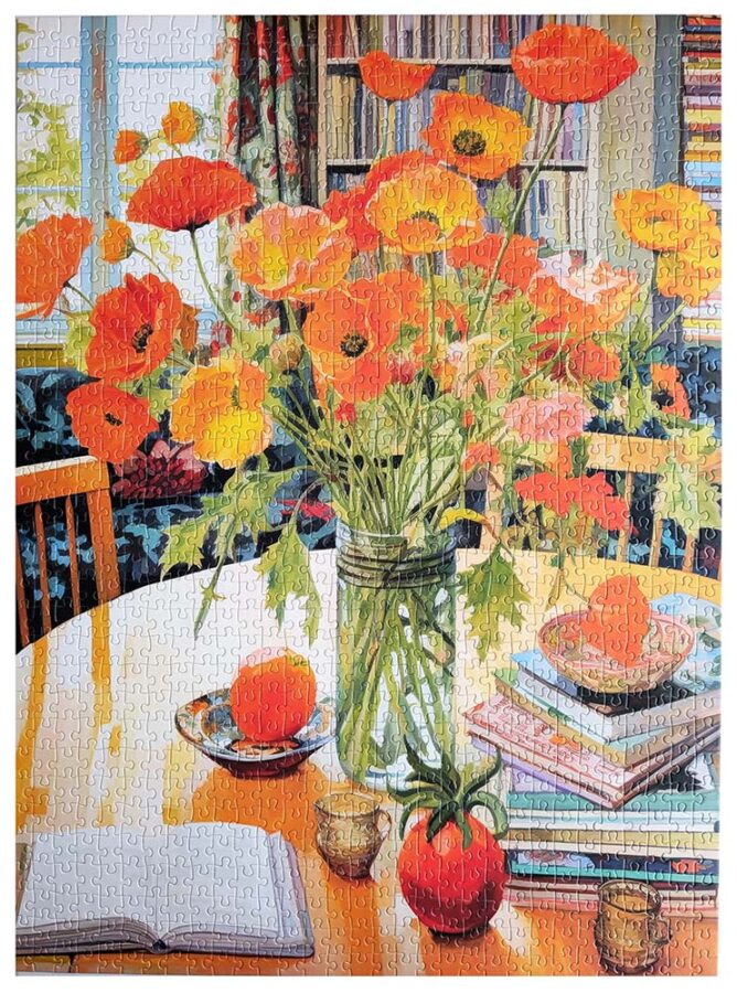 Cross and Glory Poppies Panorama Orange Elegance Jigsaw Puzzle